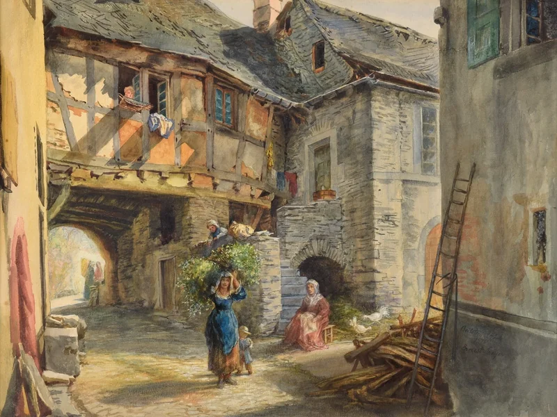 1842-Ernest Julius Preyer - Scena in una piccola città